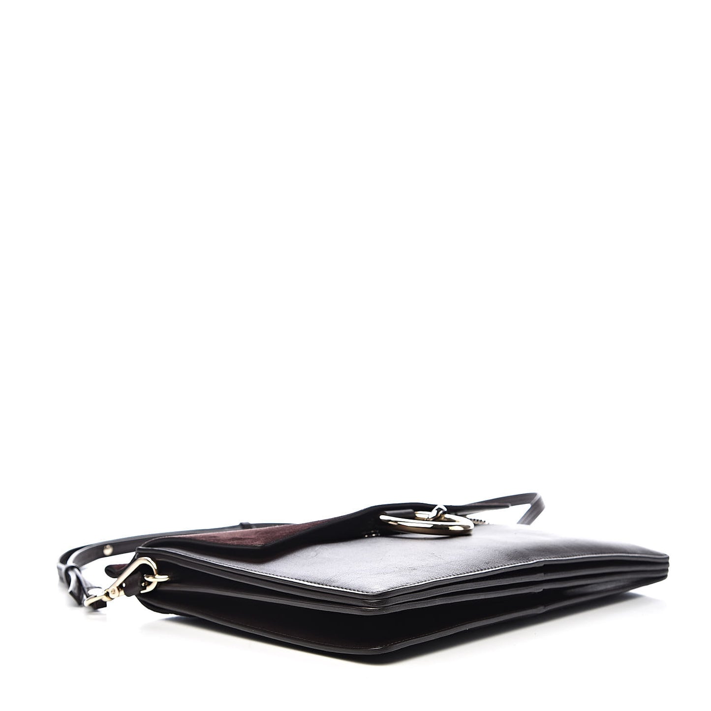 Calfskin Suede Medium Faye Shoulder Bag Carbon Brown
