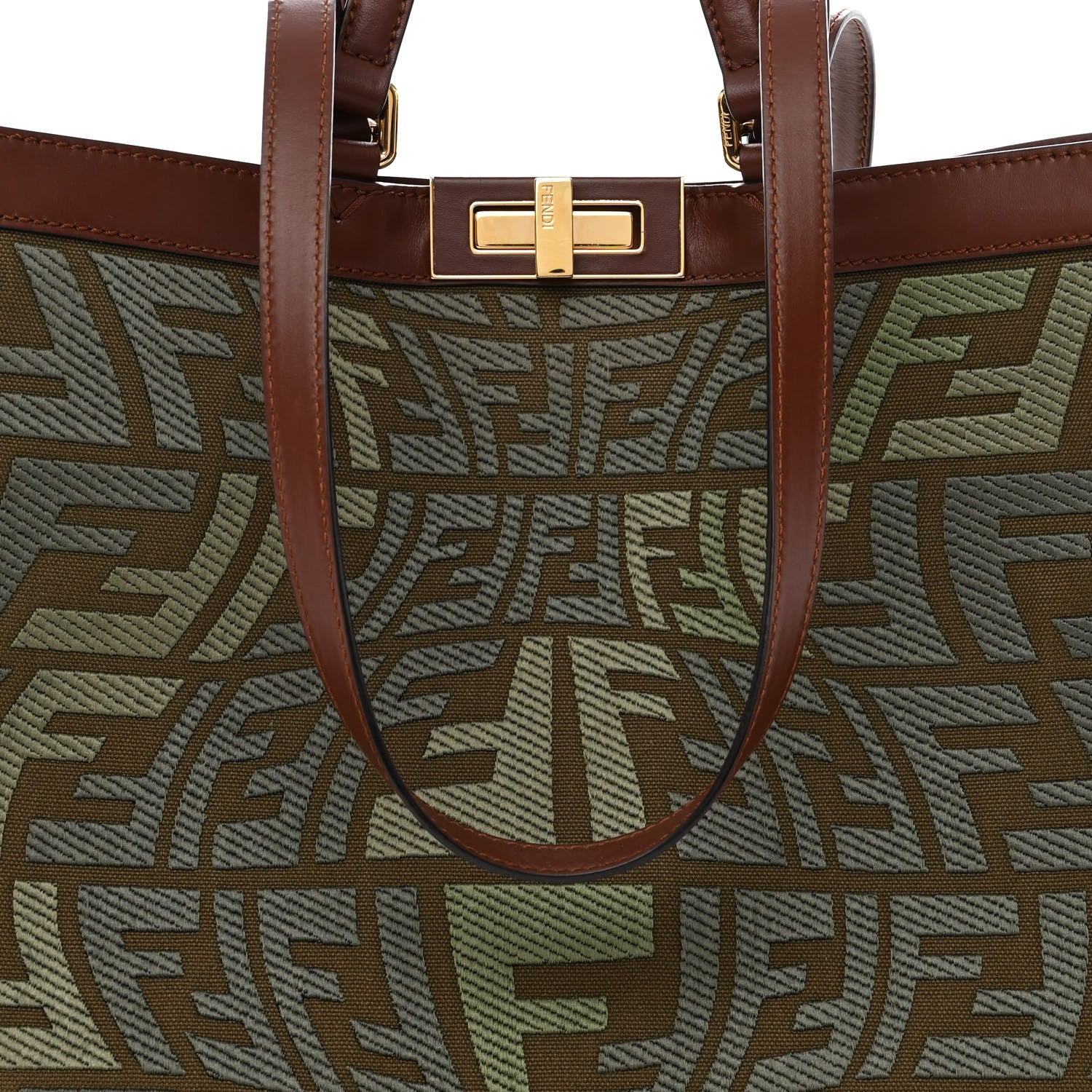 Fendi X SARAH COLEMAN Canvas FF Fish Eye Embroidered Medium Peekaboo X-Tote Amazzonia Ghianda 7 of 12