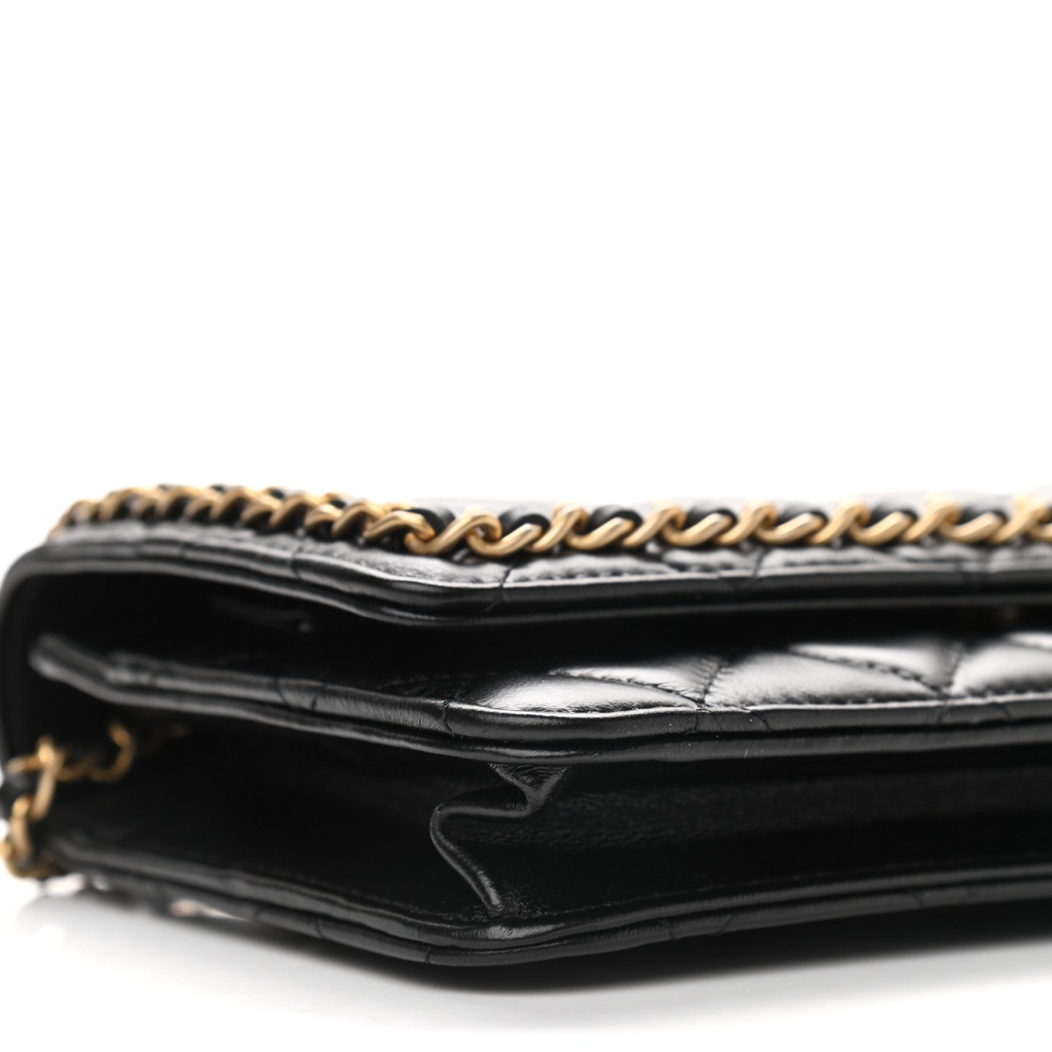 Chanel Lambskin Quilted Chain Around Wallet On Chain WOC Black 5 of 11