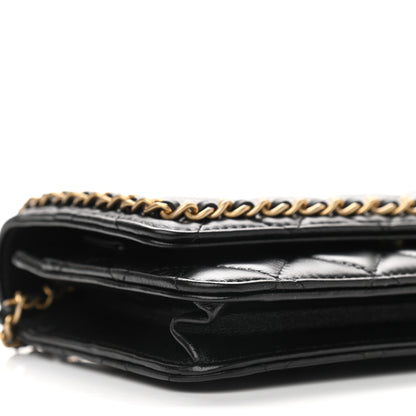Chanel Lambskin Quilted Chain Around Wallet On Chain WOC Black 5 of 11