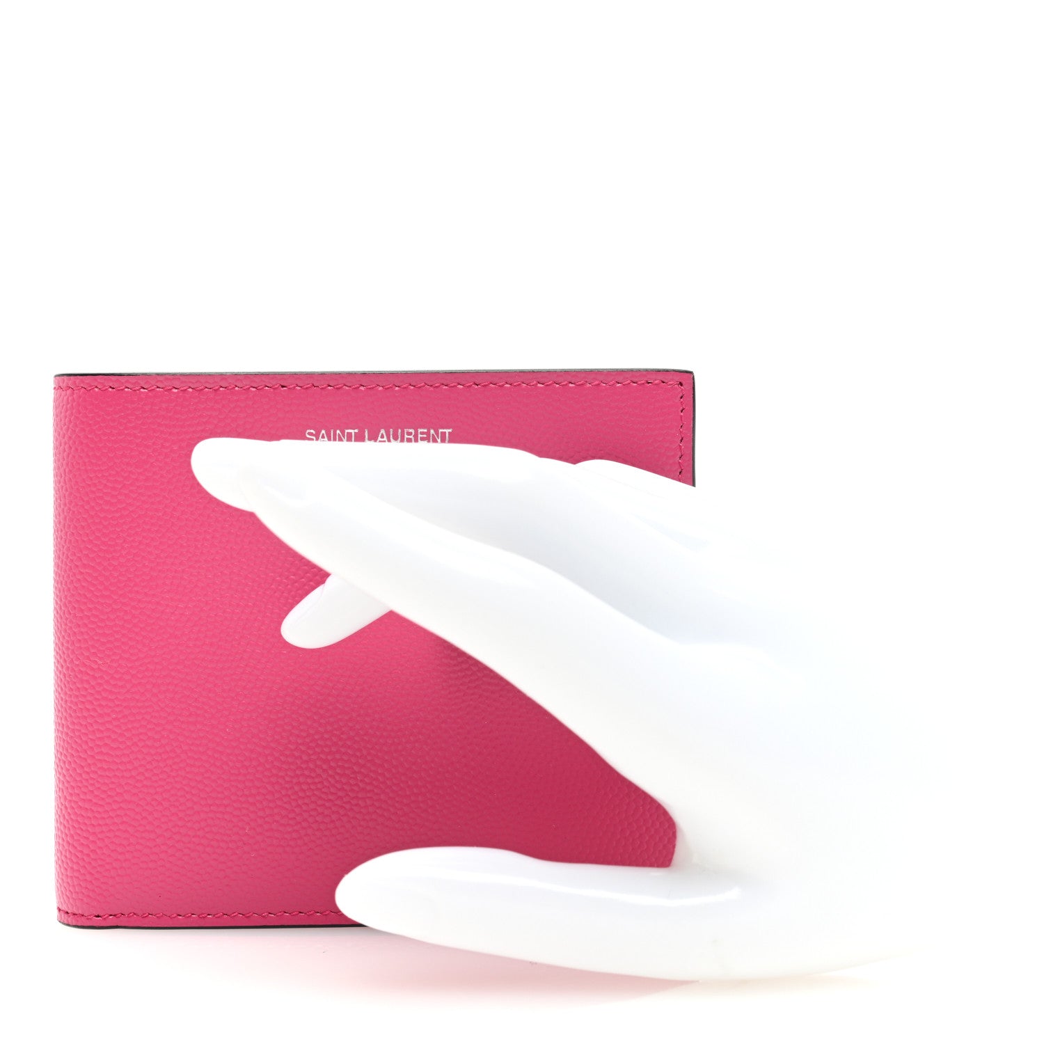 Saint Laurent Grain De Poudre Portefeuille Bi-Fold Wallet Fuchsia 2 of 6