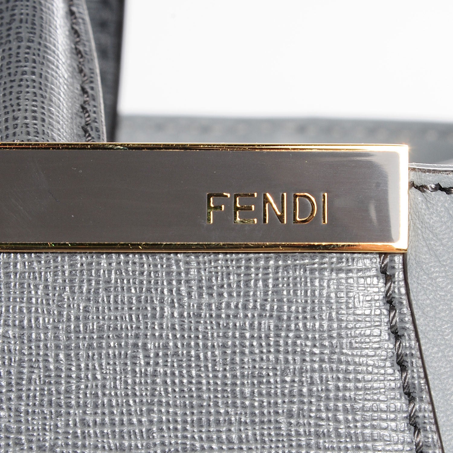 Fendi Vitello Elite Petite 2Jours Tote Grigio Grigio Chiaro 10 of 13