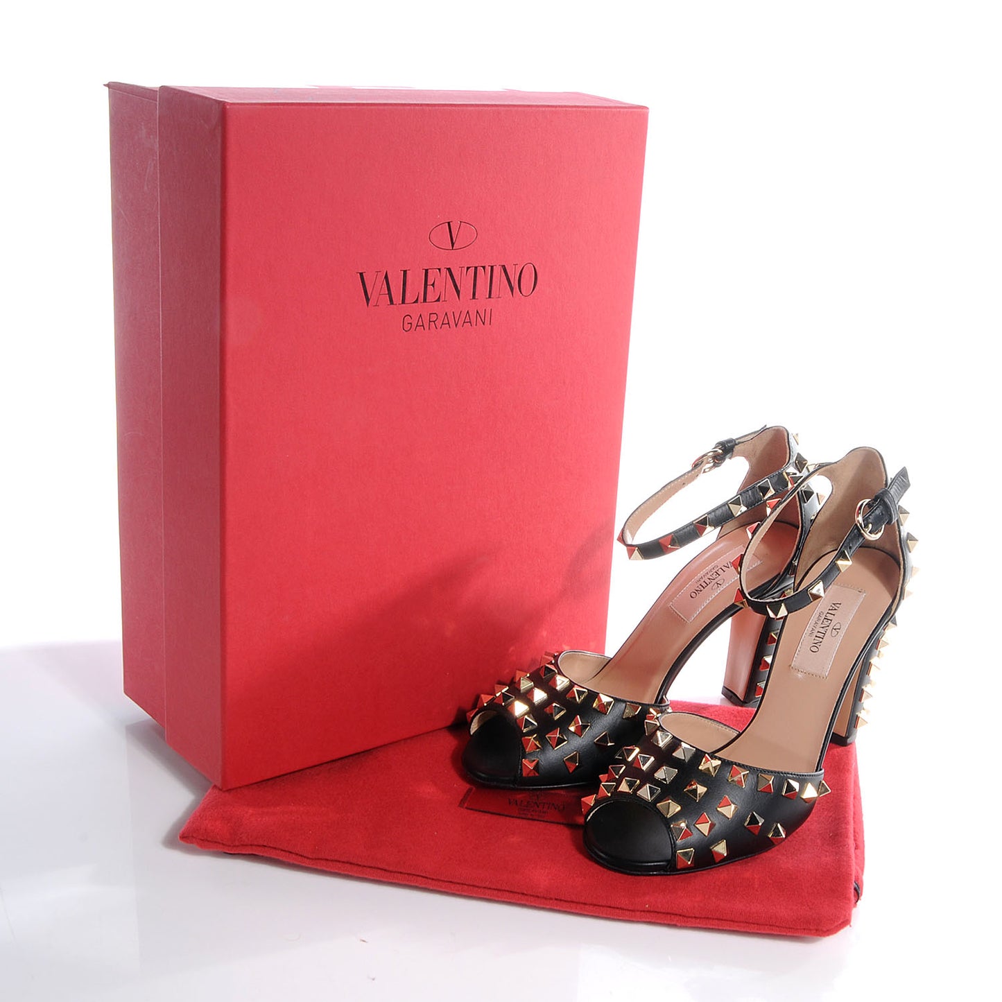 Calfskin Rockstud Sandals 36 Black