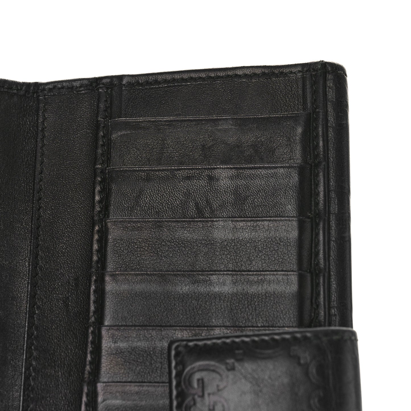 Guccissima Margaux Calfskin Metal Bar Continental Flap Wallet Black