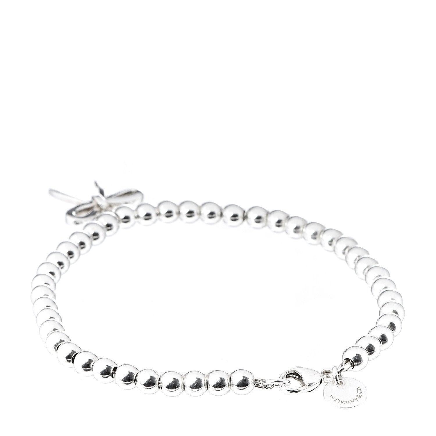 Tiffany Sterling Silver 4mm Bow Bead Bracelet 3 of 4