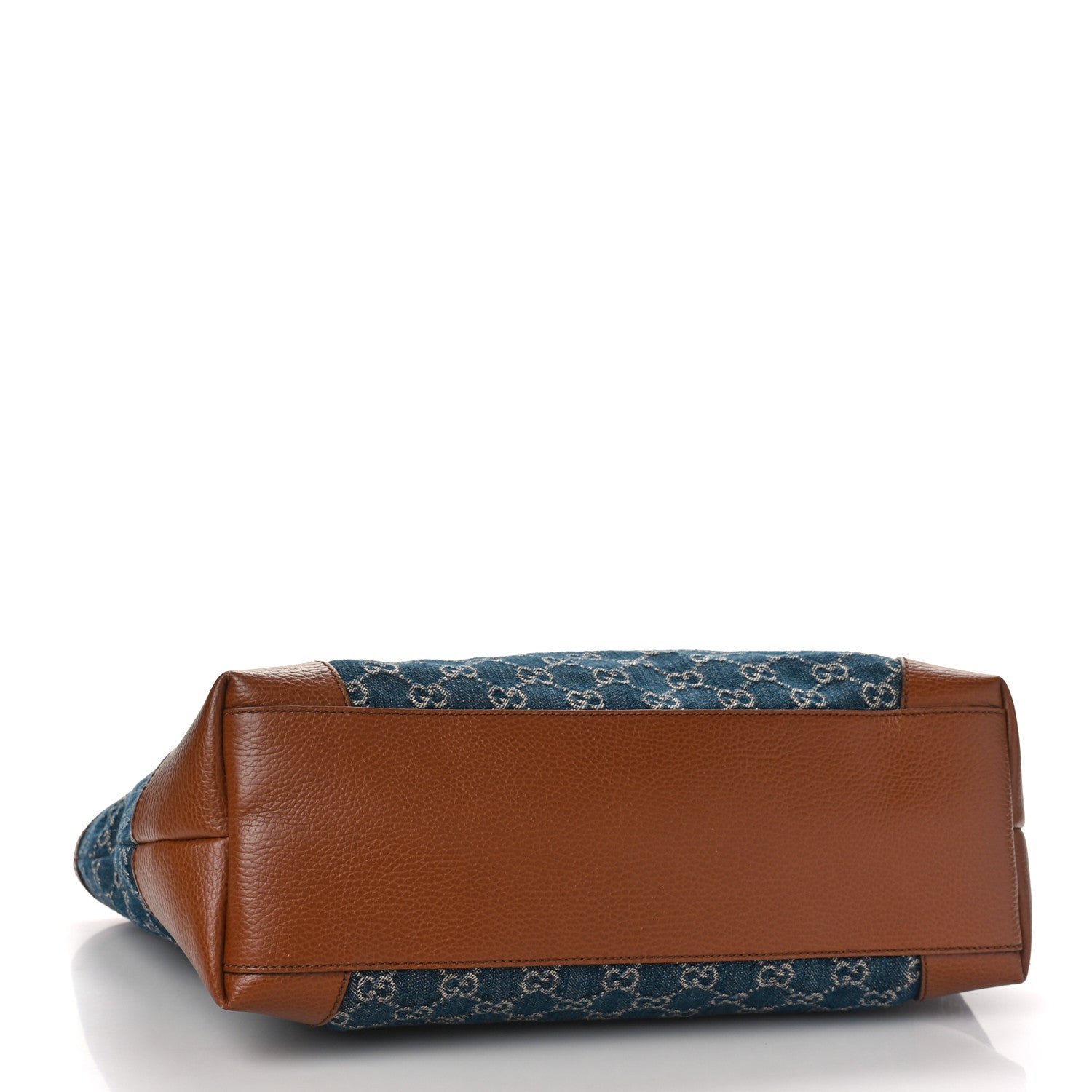 Gucci New Denim GG Monogram Medium Ophidia Shopping Tote Blue Tea Cuir 4 of 9