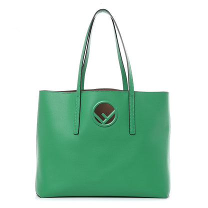 Fendi Vitello Vienna Enamel F is Fendi Shopping Tote Green Taupe 1 of 11