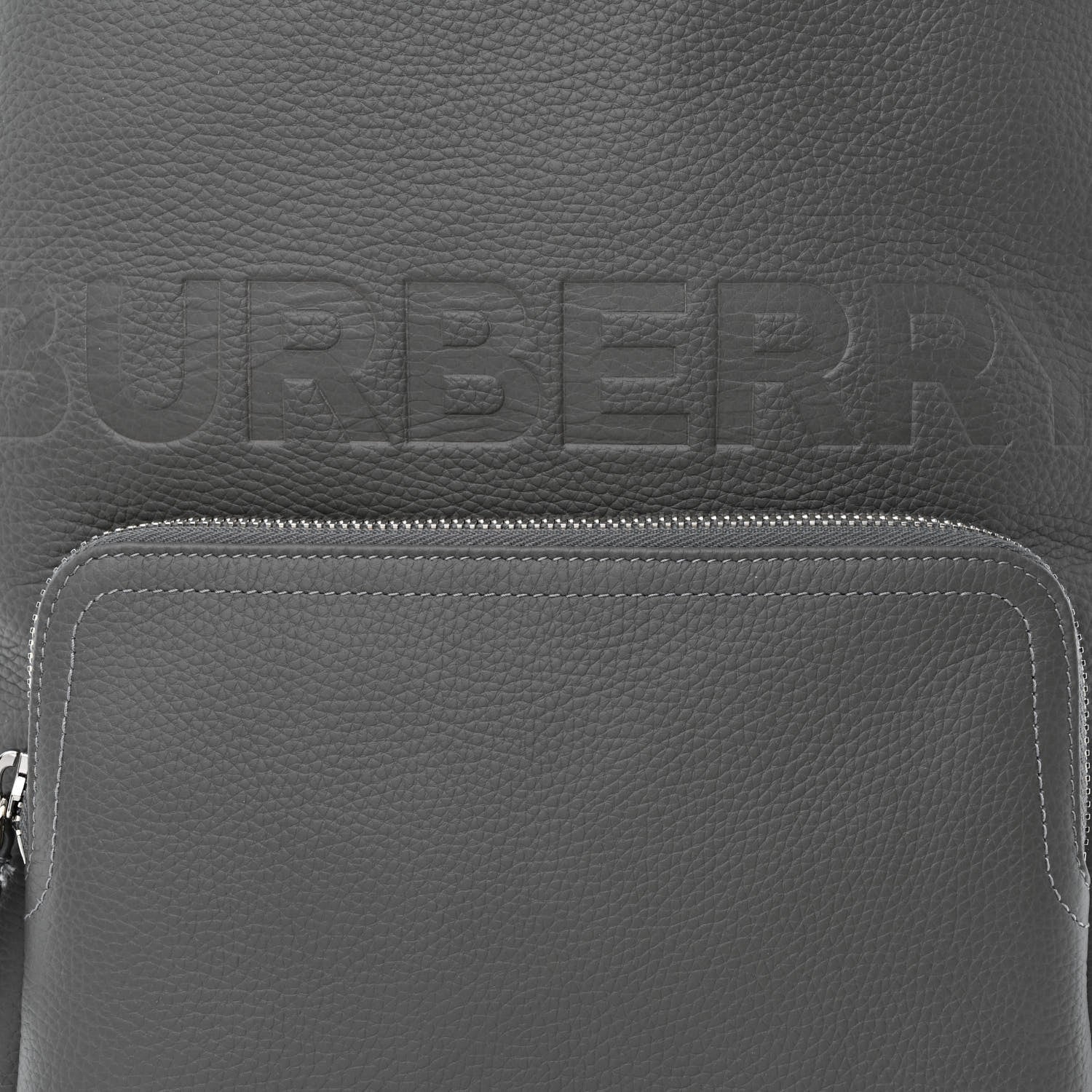 Burberry Calfskin Logo Embossed Backpack Charcoal Grey 10 of 12