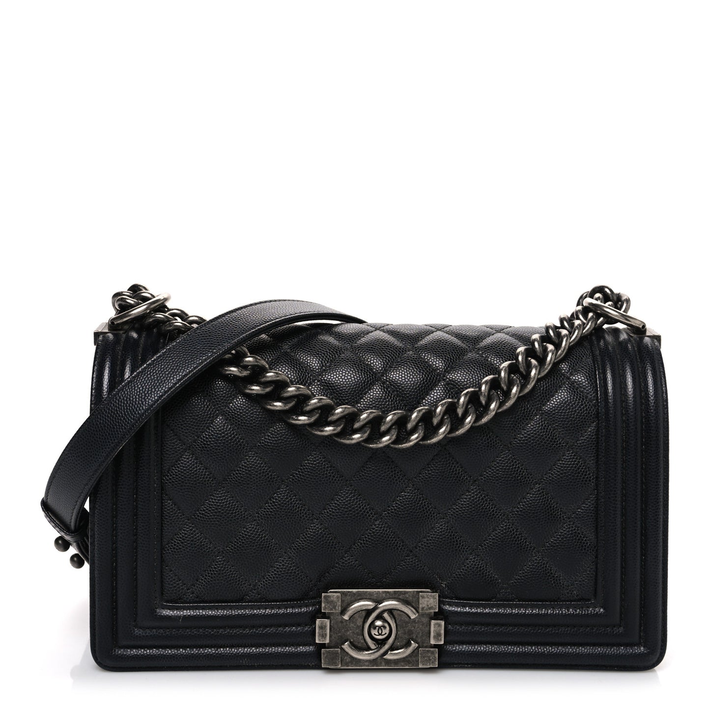 Caviar Quilted Medium Boy Flap Black