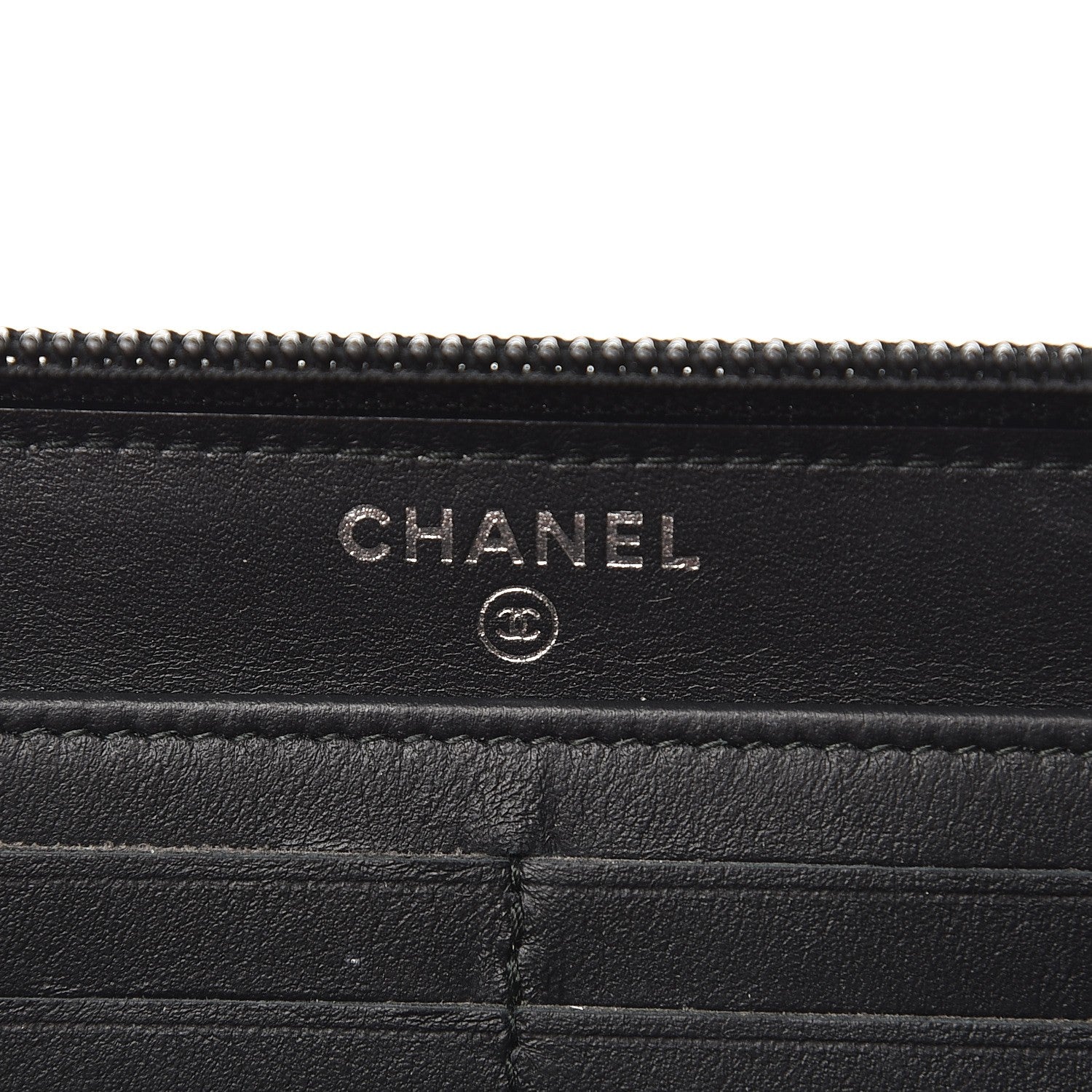 Chanel Calfskin Painted Chevron Embossed Large Boy Zip Wallet Black 6 of 9