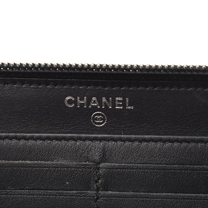 Chanel Calfskin Painted Chevron Embossed Large Boy Zip Wallet Black 6 of 9