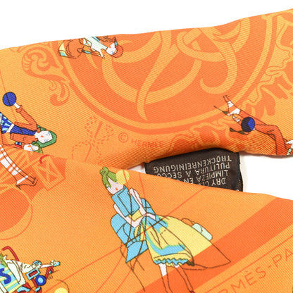 Hermes Silk Ex-Libris Les Parisie Twilly Orange Turquoise 4 of 4