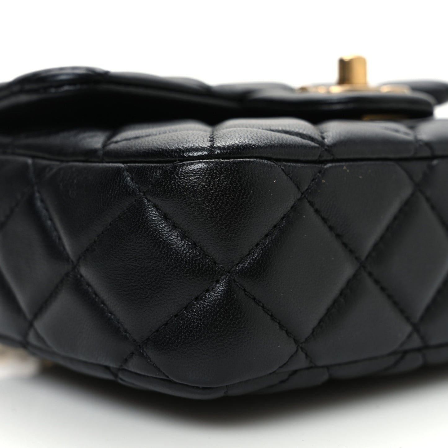 Lambskin Enamel Quilted Mini Coco Hearts Square Flap Black