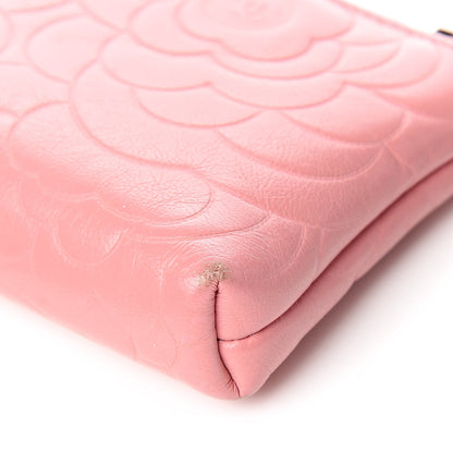 Chanel Lambskin Camellia Embossed Key Holder Case Pink 11 of 13