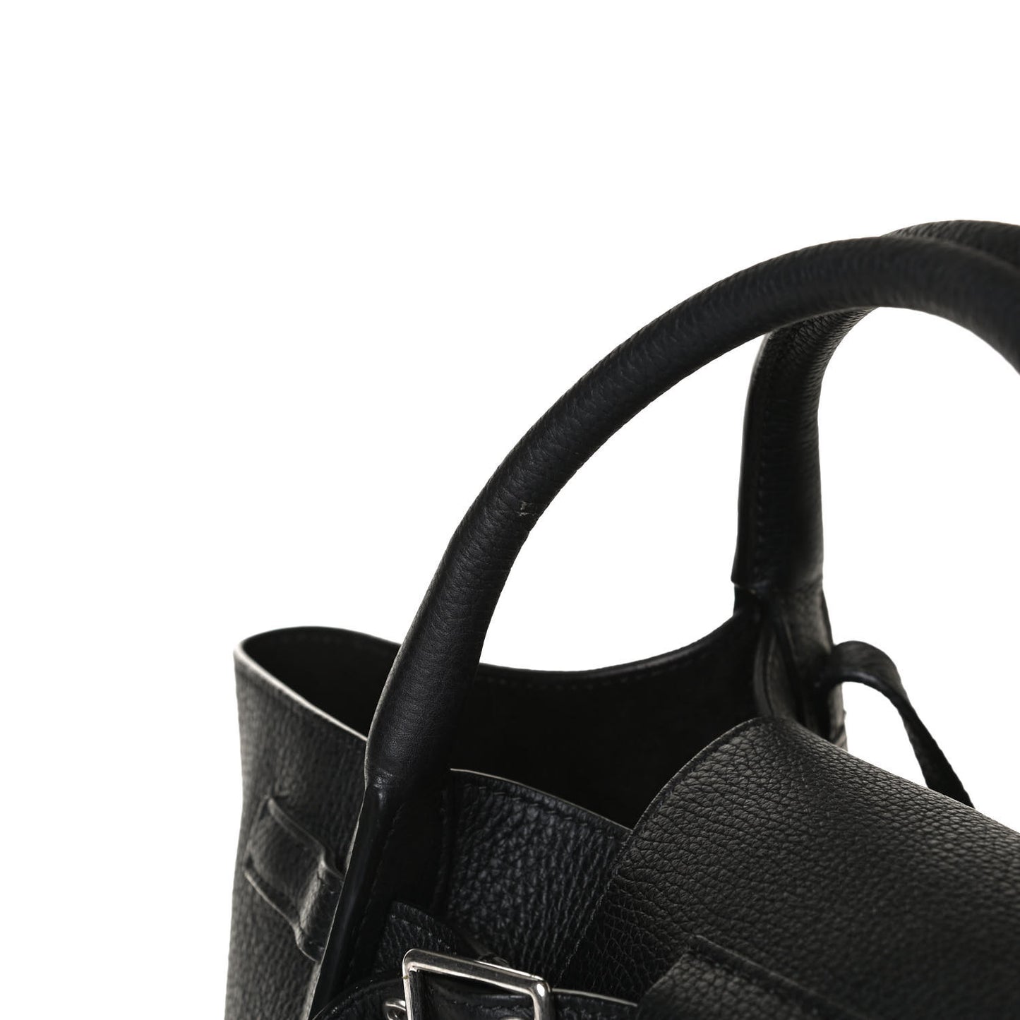 Supple Grained Calfskin Small Long Strap Big Bag Black