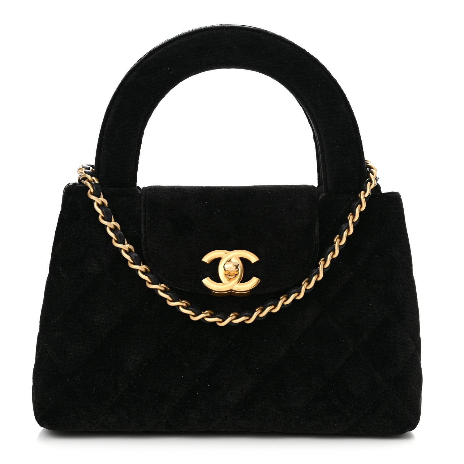Chanel Velvet Quilted Nano Kelly Shopper Black 1 of 11
