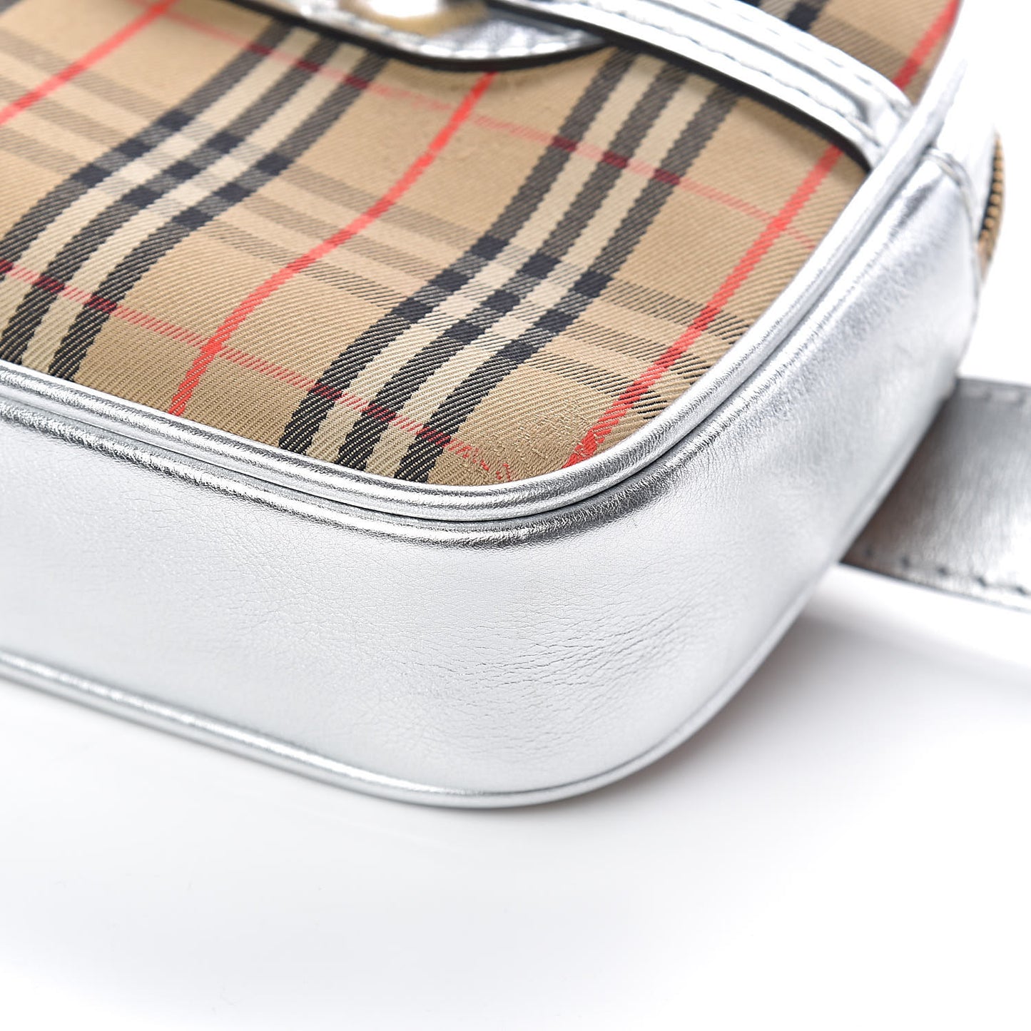 Metallic Smooth Calfskin 1983 Knight Check Link Bum Bag Silver