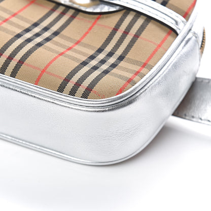 Burberry Metallic Smooth Calfskin 1983 Knight Check Link Bum Bag Silver 9 of 9