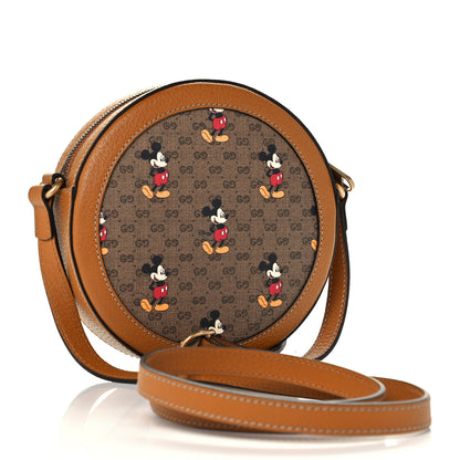 Gucci X DISNEY Mini Vintage GG Supreme Monogram Mickey Mouse Round Shoulder Bag Beige Vintage Sun Oil 3 of 11
