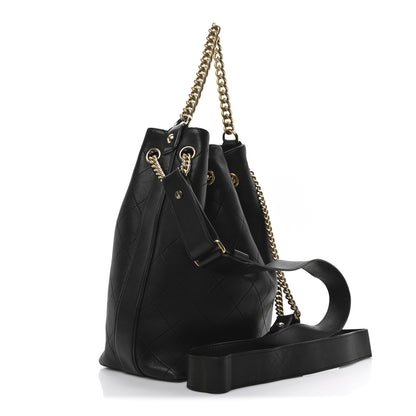 Chanel Calfskin Quilted Small On My Shoulder Drawstring Bag Black 3 of 11