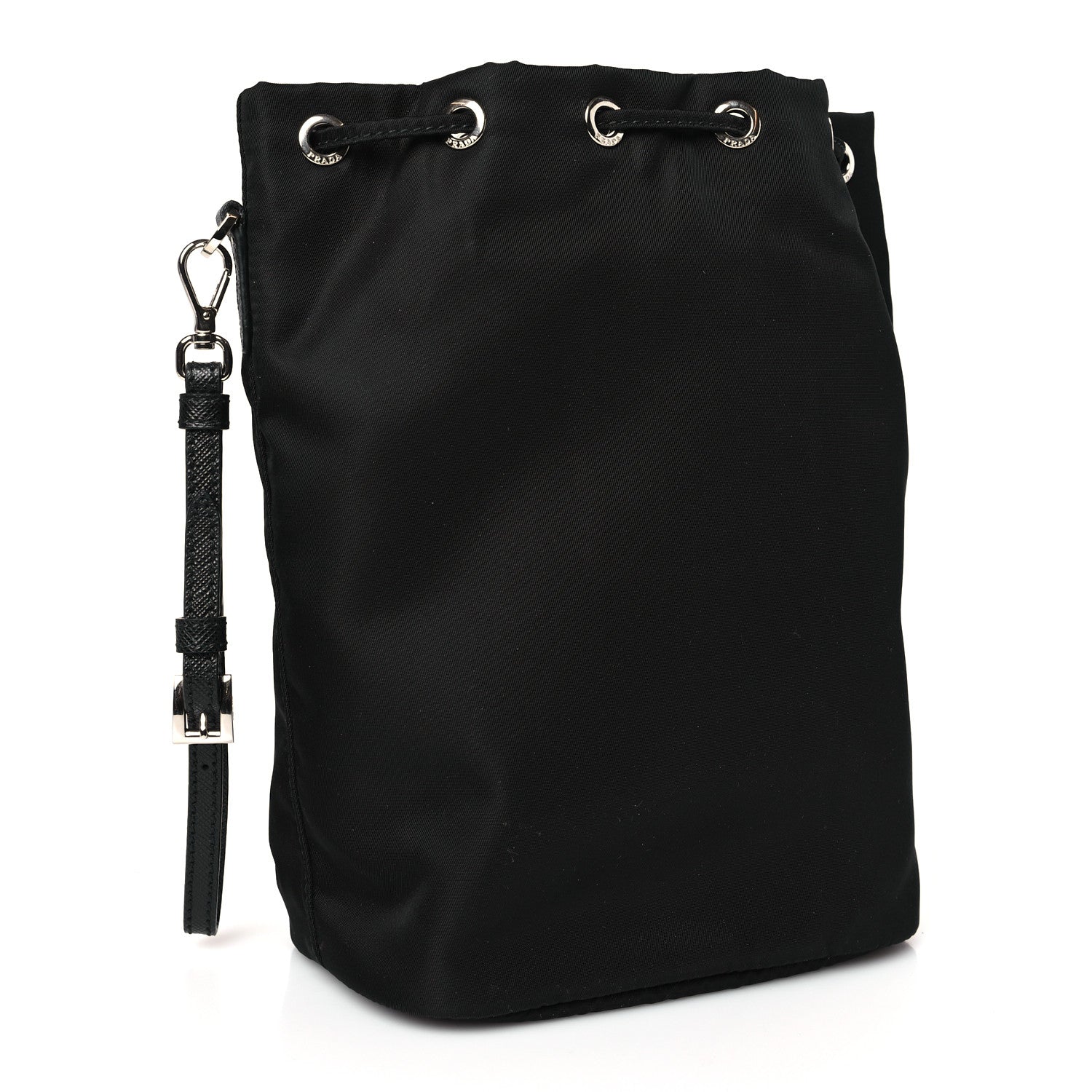 Prada Saffiano Tessuto Nylon Vela Bucket Wristlet Black 3 of 8