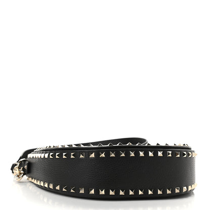 Valentino Garavani Calfskin Large Rockstud Halfmoon Saddle Bag Black 4 of 8