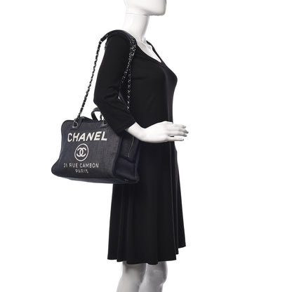 Chanel Denim Deauville Bowling Bag Dark Blue 2 of 10