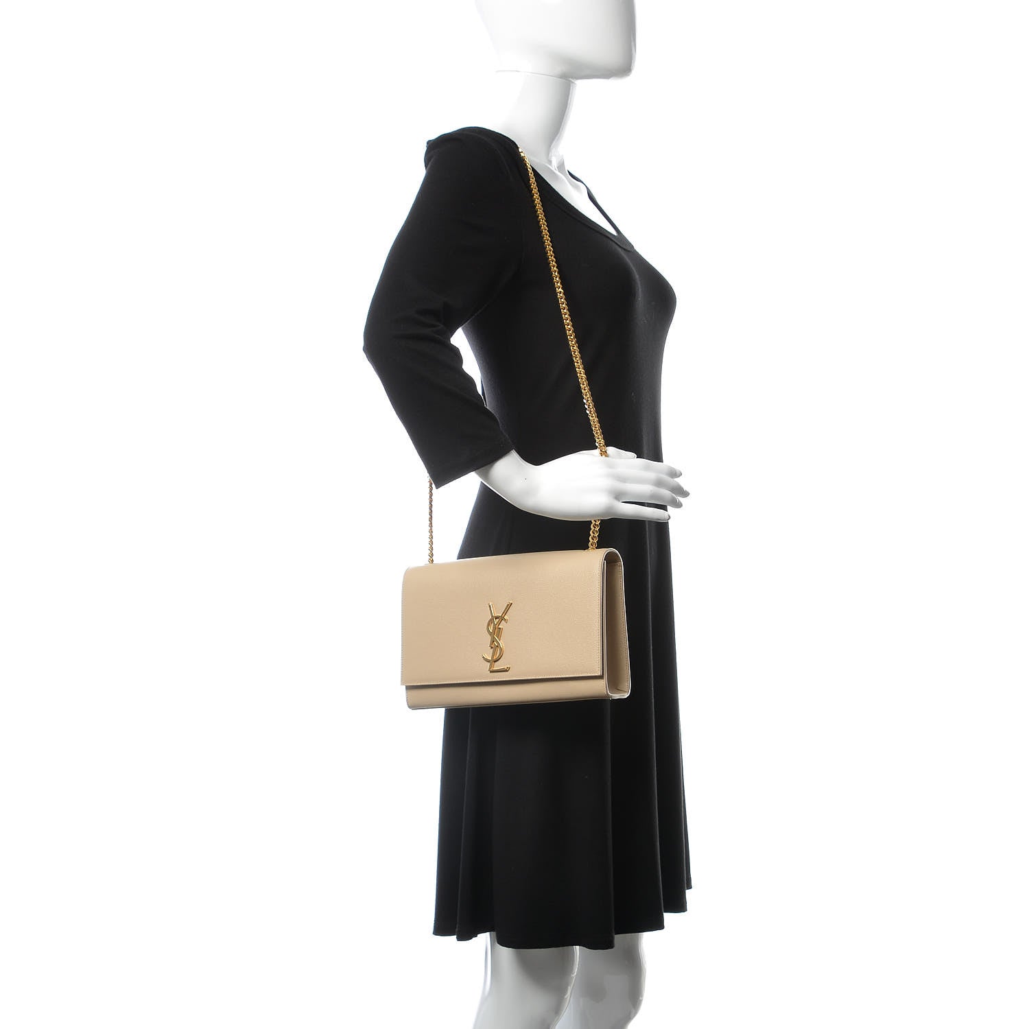 Saint Laurent Grain De Poudre Medium Monogram Kate Satchel Nude Powder 2 of 9