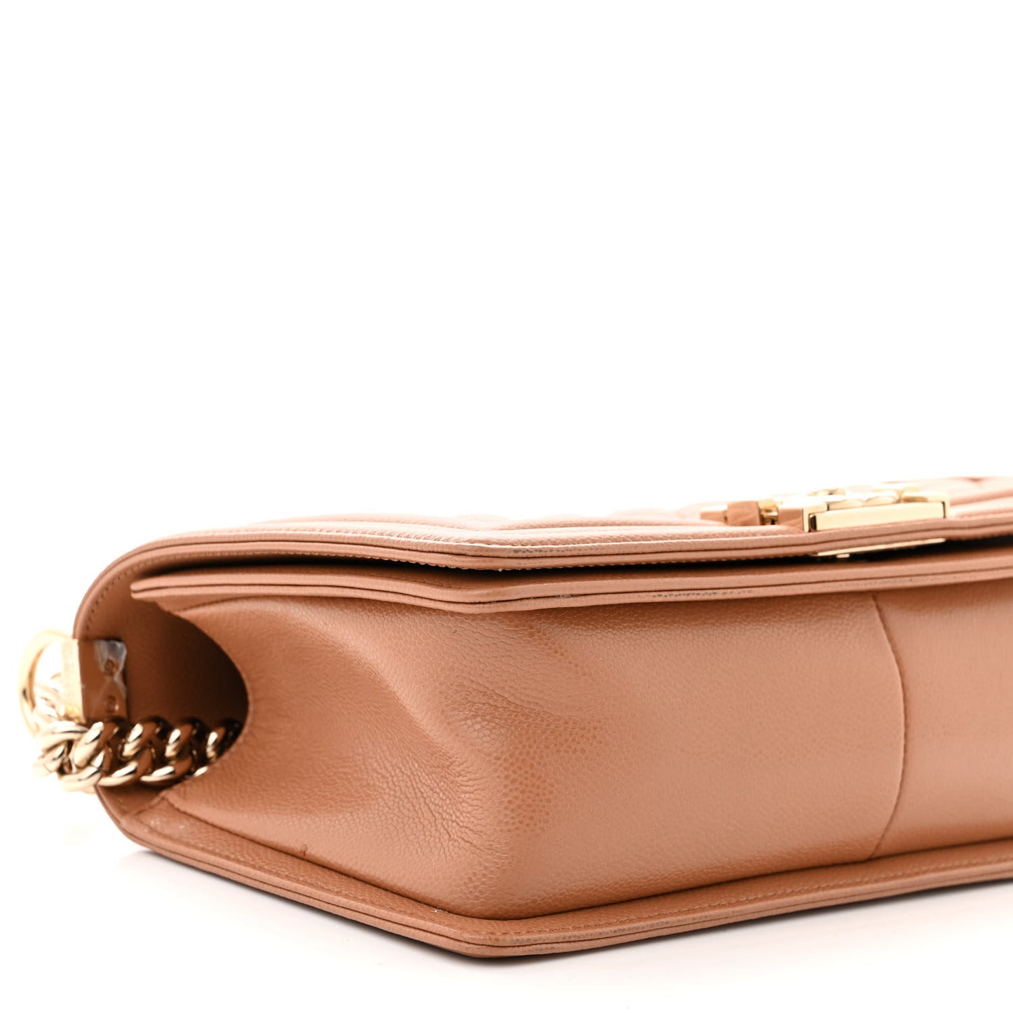 Caviar Quilted Medium Boy Flap Light Brown