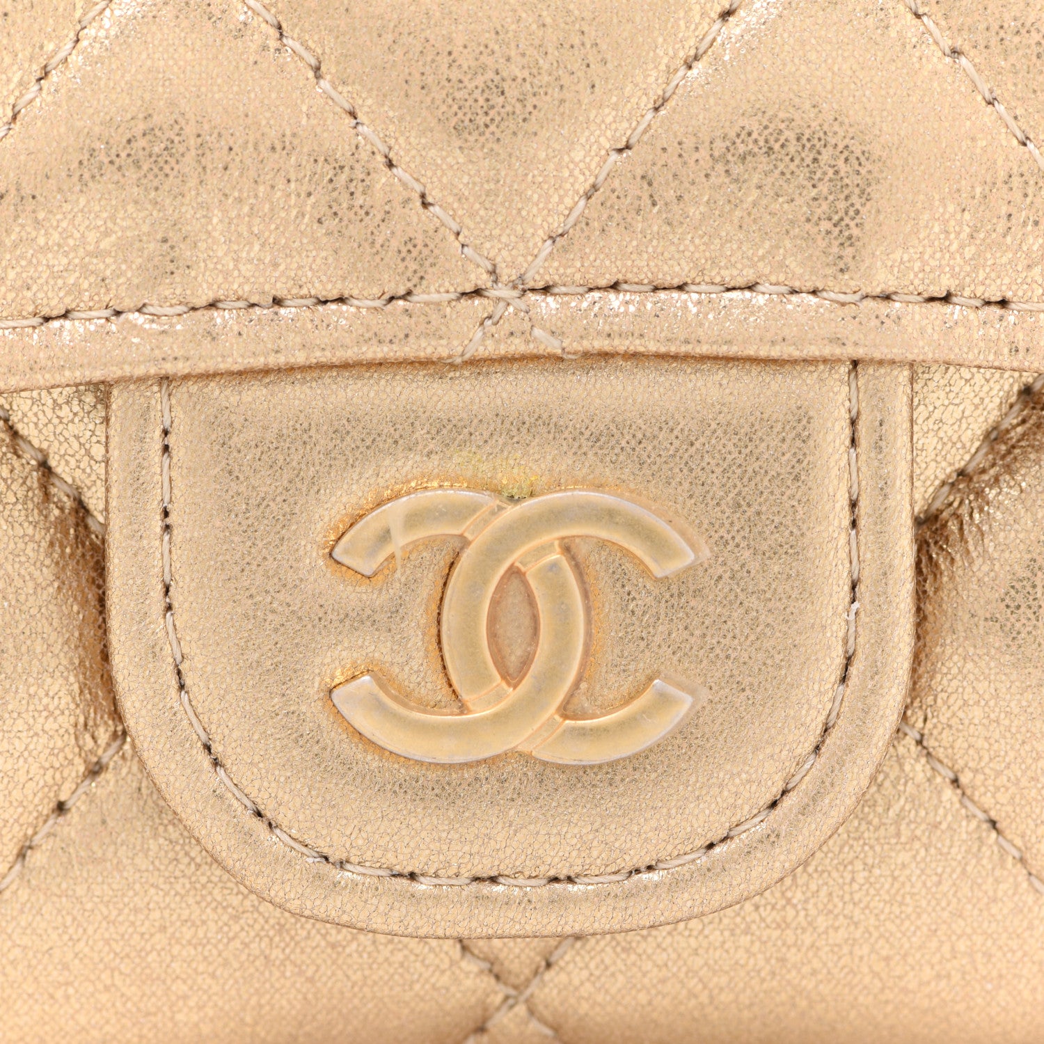 Chanel Metallic Lambskin Quilted Flap Card Holder Wallet Gold 9 of 10
