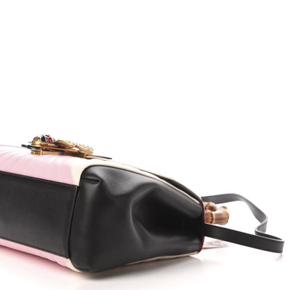 Gucci Calfskin Bamboo Trapuntata Queen Margaret Top Handle Bag Blue Agata Hibiscus Red Mystic White Sugar Pink 10 of 11