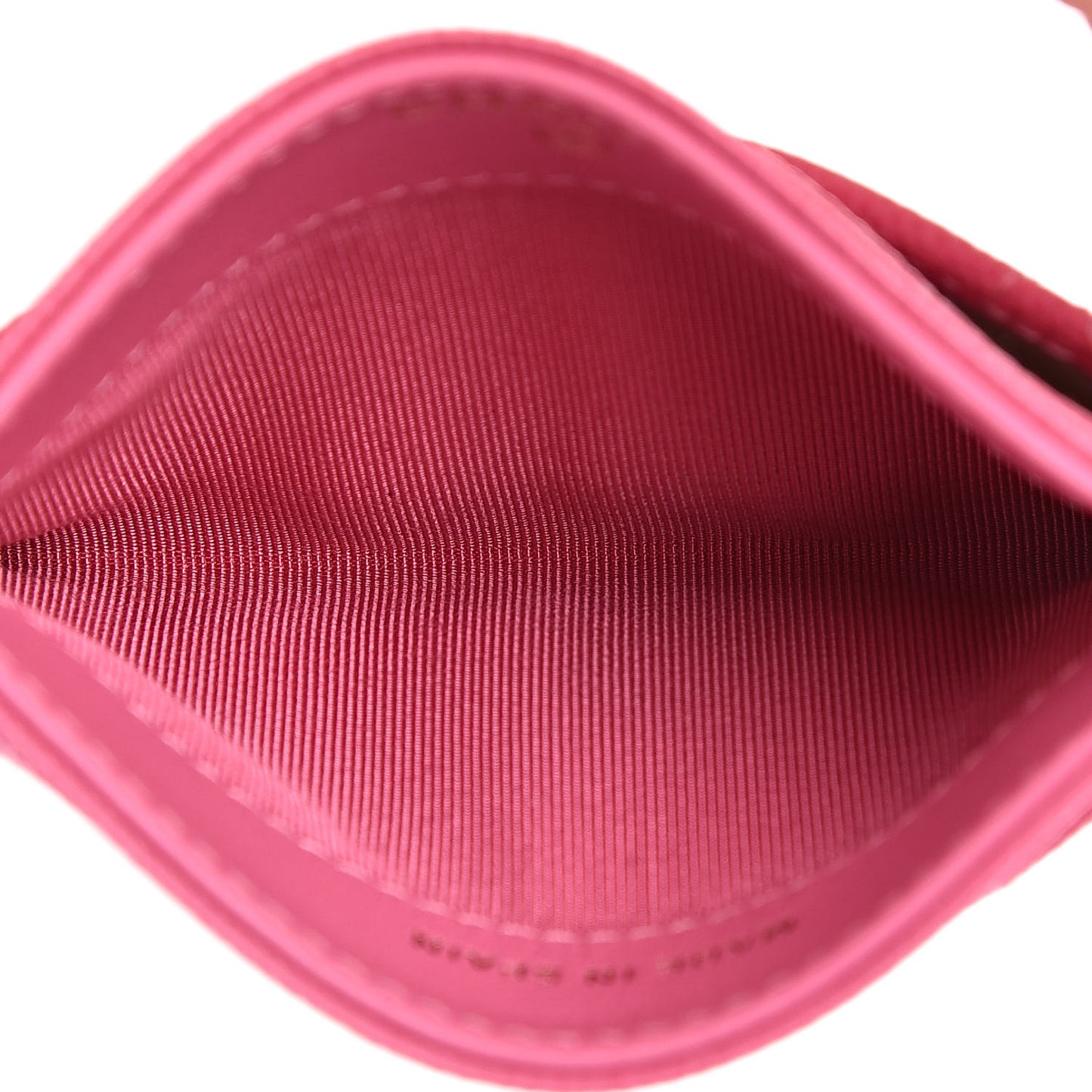 Caviar Quilted Card Holder Pink