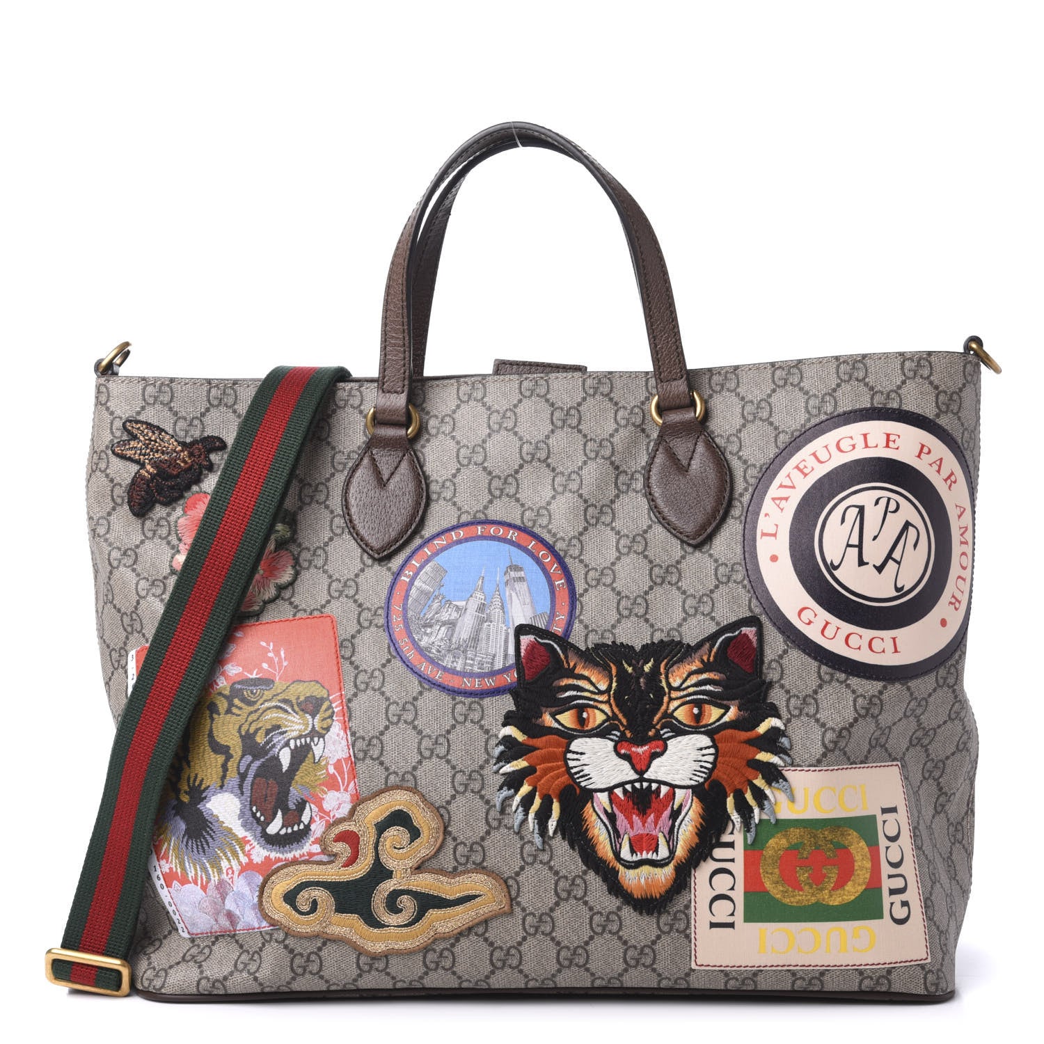 Gucci Soft GG Supreme Monogram Courrier Medium Crossbody Tote Beige New Acero 1 of 10