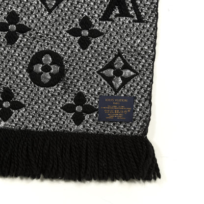 Louis Vuitton Wool Silk Logomania Shine Scarf Black 3 of 3