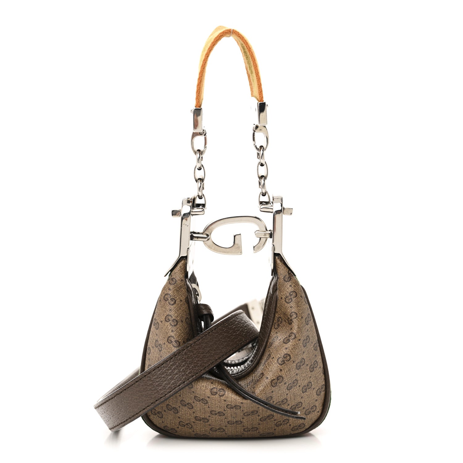 Gucci GG Supreme Monogram Textured Calfskin Web Mini Attache Hobo Beige Ebony New Acero 8 of 10