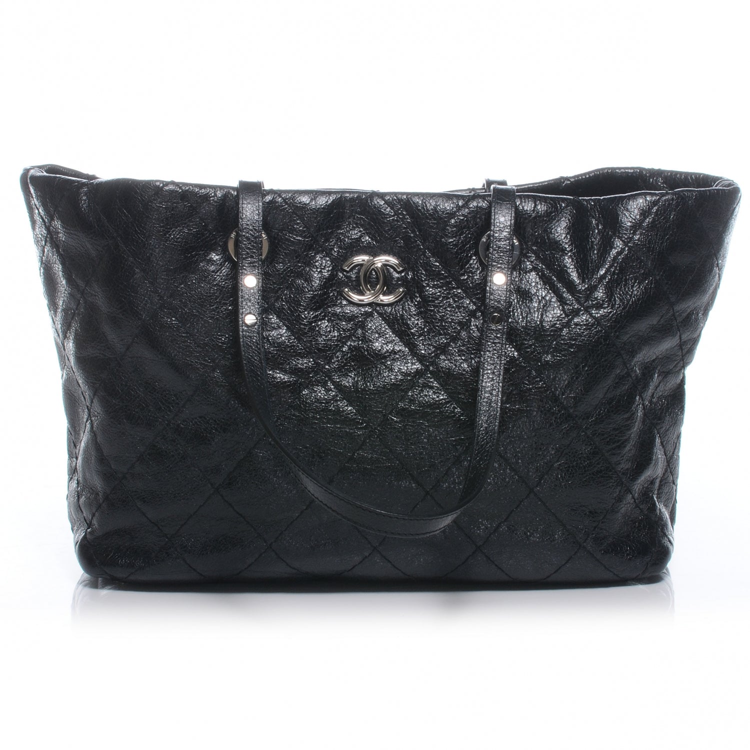 Chanel Glazed Calfskin Large On The Road Tote Black 1 of 7