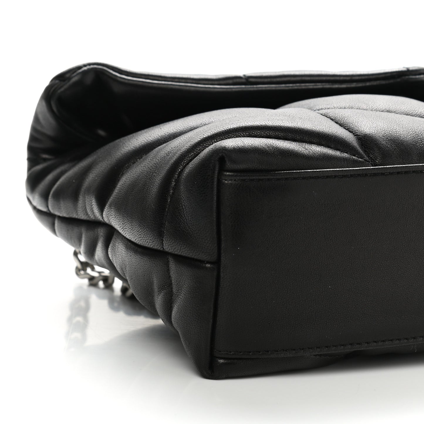 Lambskin Quilted Toy Loulou Puffer Monogram Chain Satchel Black