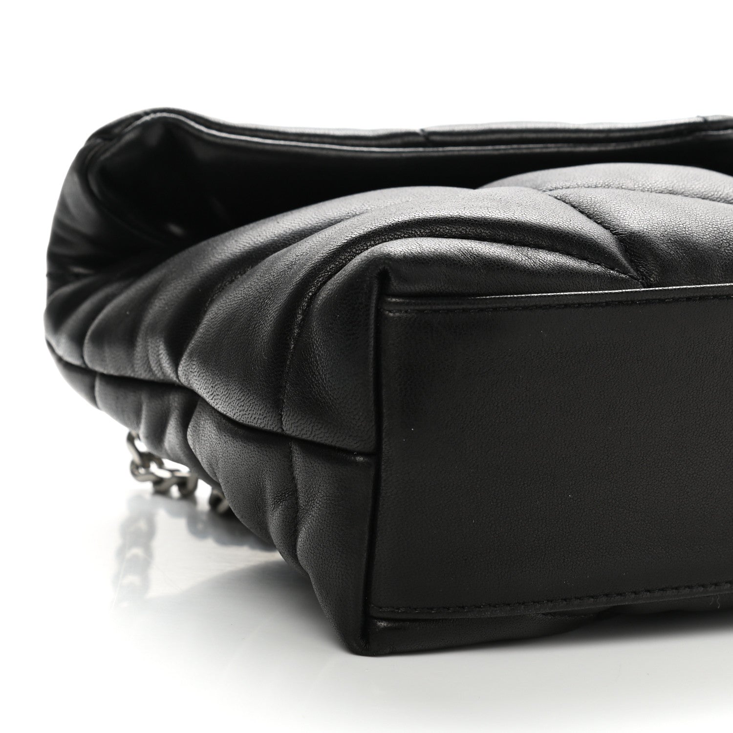 Saint Laurent Lambskin Quilted Toy Loulou Puffer Monogram Chain Satchel Black 10 of 12