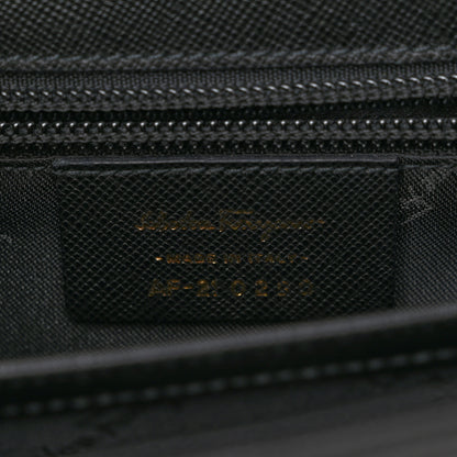 Salvatore Ferragamo Hammered Calfskin Gancini Top Handle Bag Black 6 of 9
