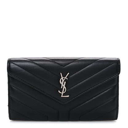 Saint Laurent Lambskin Y Quilted Monogram Large Loulou Flap Wallet Black 1 of 7