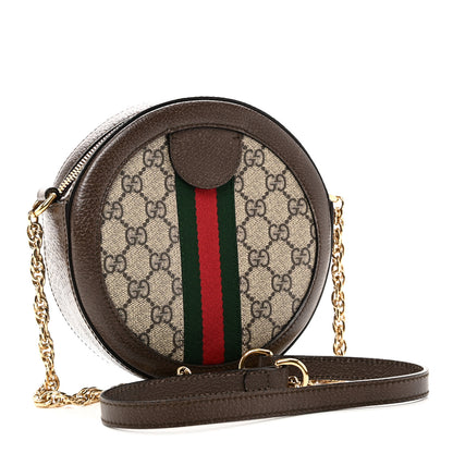 Gucci GG Supreme Monogram Web Mini Ophidia Round Shoulder Bag Brown 3 of 10