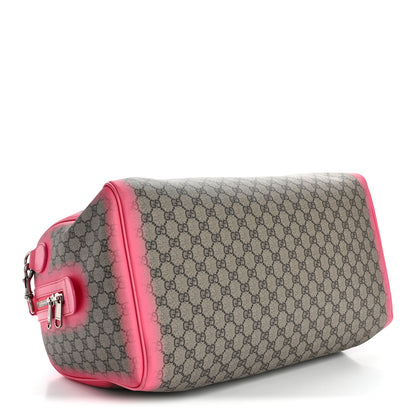 Gucci GG Supreme Monogram Textured Dollar Calfskin Airbrushed Medium Savoy Duffle Bag Pink Beige 3 of 9