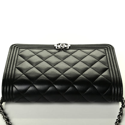 Chanel Calfskin Quilted Boy Wallet On Chain WOC Black 6 of 9