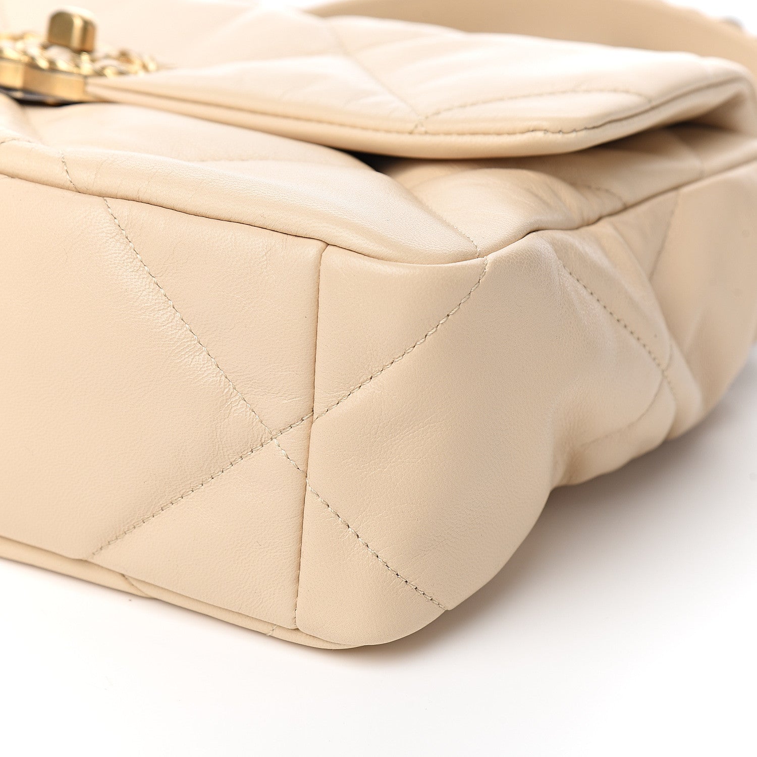 Chanel Goatskin Quilted Large 19 Flap Beige 8 of 10