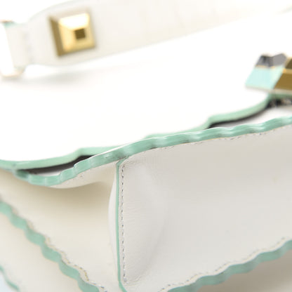 Fendi Vitello Baltico Scalloped Studded Kan I Shoulder Bag Bianco 9 of 14