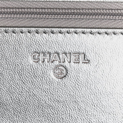 Chanel Gradient Metallic Calfskin Quilted Wallet On Chain WOC Silver Blue Yellow Purple 6 of 11
