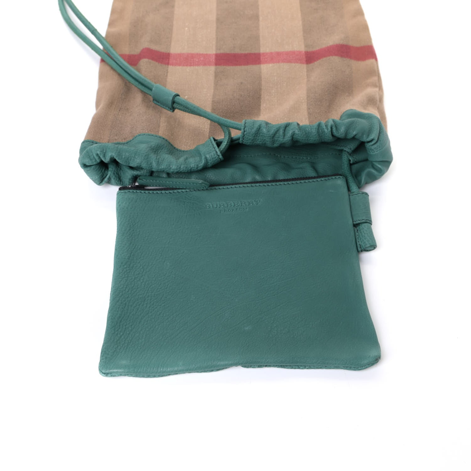 Burberry Canvas Mega Check Prorsum Calfskin Drawstring Baby Duffle Green 5 of 5