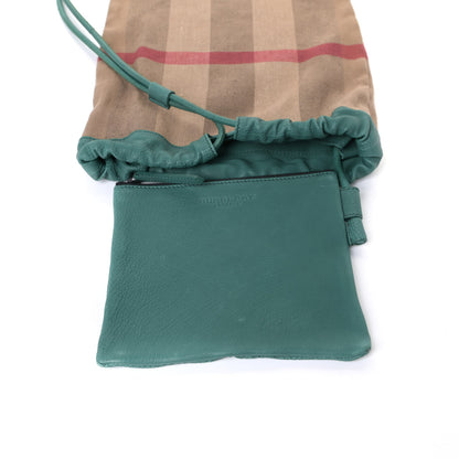 Burberry Canvas Mega Check Prorsum Calfskin Drawstring Baby Duffle Green 5 of 5
