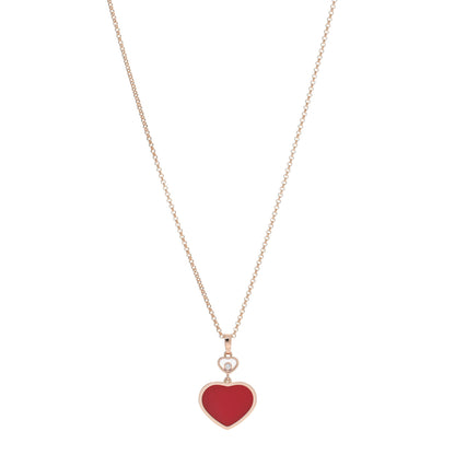 Chopard 18K Rose Gold Diamond Happy Hearts Pendant Necklace Red 1 of 4
