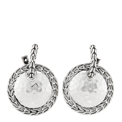 John Hardy Sterling Silver Classic Chain Hammered Disc Drop Earrings 1 of 4